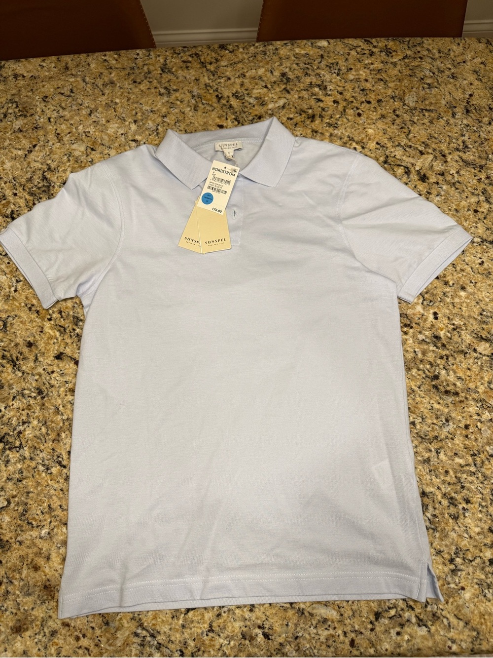NWT Men’s Sunspel Piqué Polo Shirt in Light Blue size Small - Picture 2 of 5